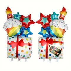 Colorful Birthday Cake Foil Balloons with Candle Shape