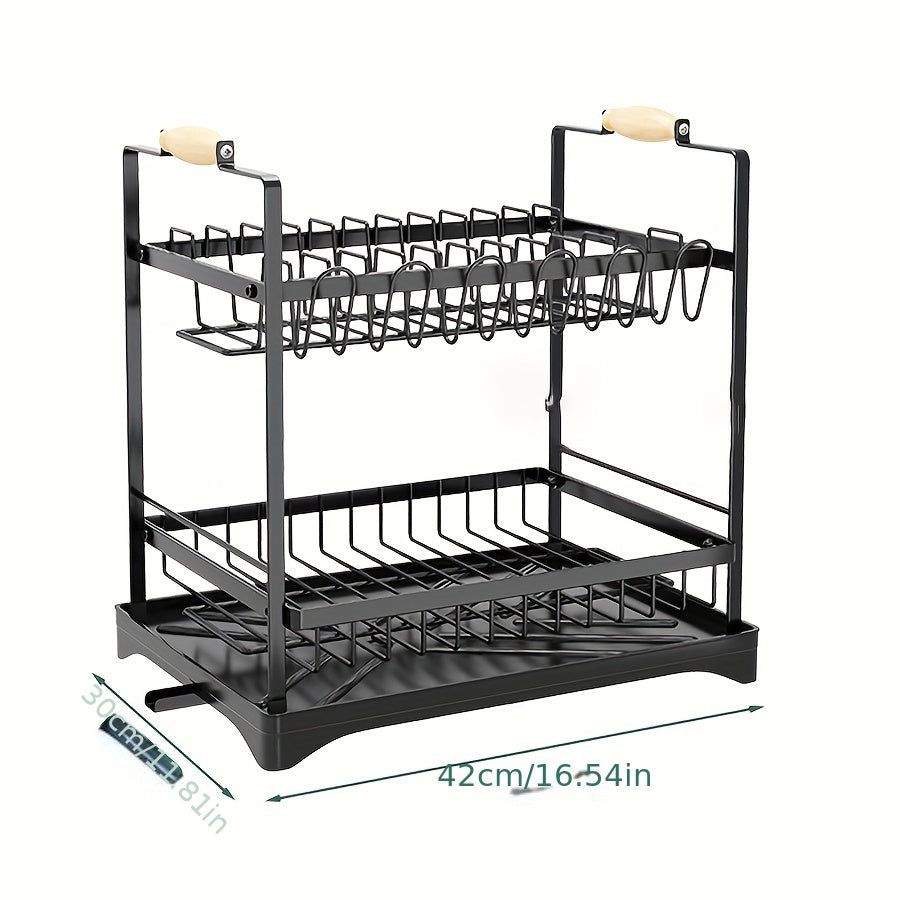 2 Tier Dish Drying Rack with Cup Holder