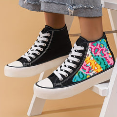 Leopard High Top Canvas Shoes for Women - Casual Wear