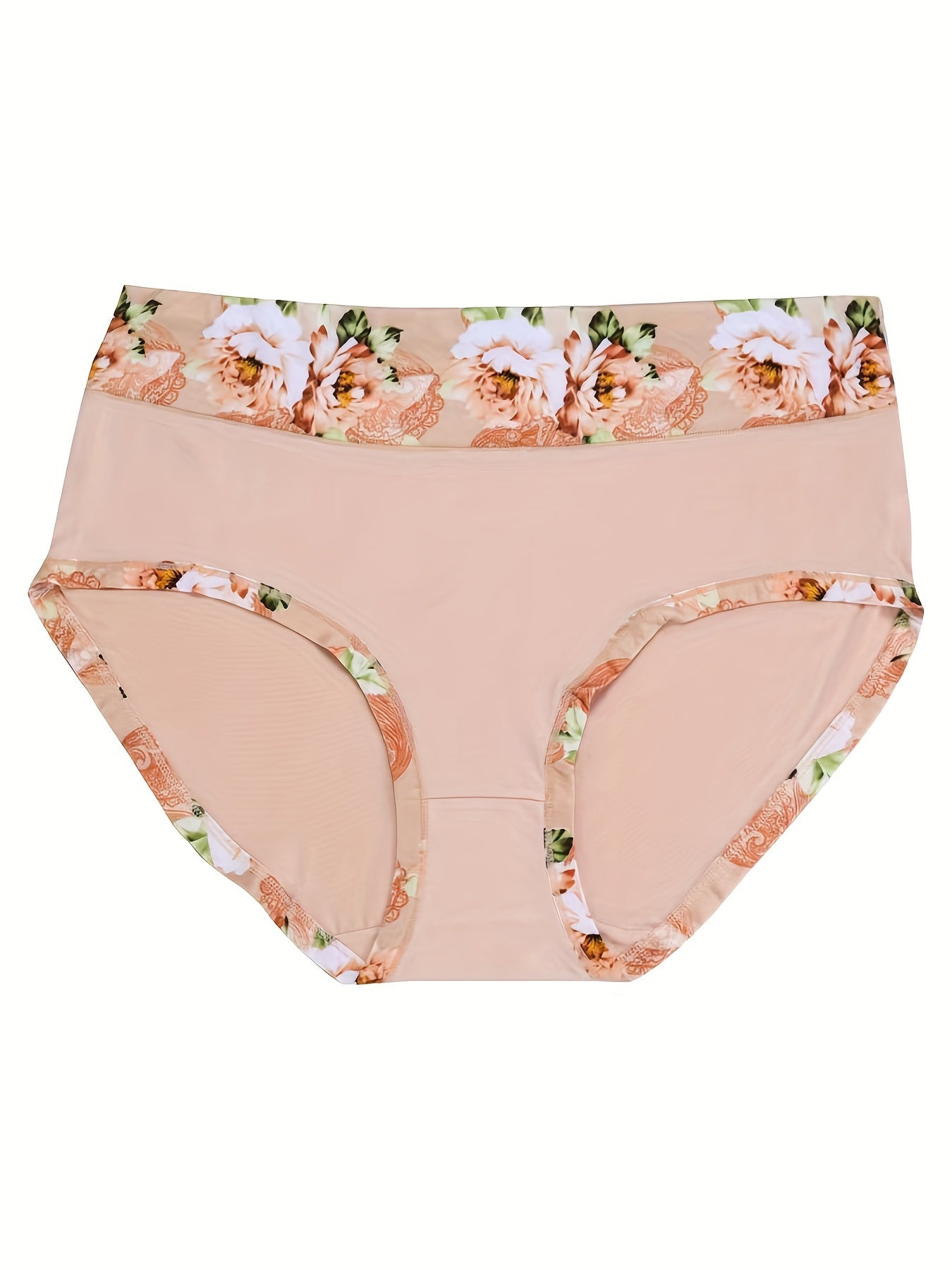 4-Pack Women's Plus Floral Print Panties Set Soft Stretchy Briefs