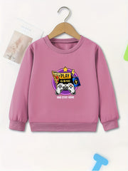 Kids Game Machine Print Sweatshirt Girls Graphic Pullover Top