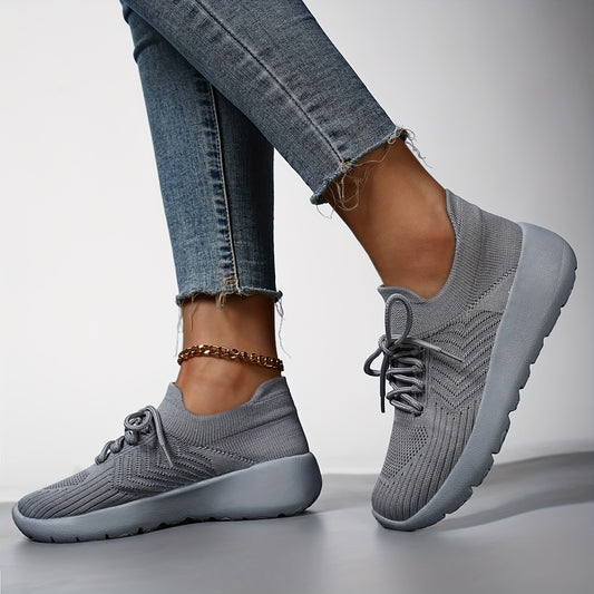 Solid Mesh Breathable Woven Shoes Lightweight Running Sneakers