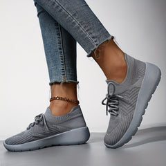 Solid Mesh Breathable Woven Shoes Lightweight Running Sneakers