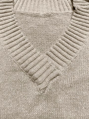 Colorblock V Neck Sweater Long Sleeve Casual Jumper