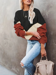Colorblock Sweater Long Sleeve Round Neck Jumper