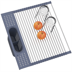 Rollable Dish Drying Rack Stainless Steel Grey Dish Drain