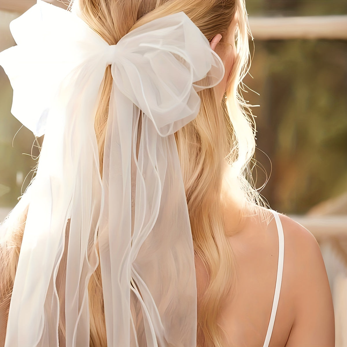 Bow Head Veil Ribbon Edge Veil Bridal Wedding Hair Accessories