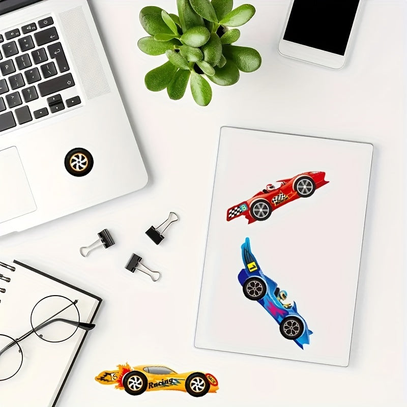 8pcs Racing Stickers Cartoon Car Self-adhesive Puzzle Party Stickers
