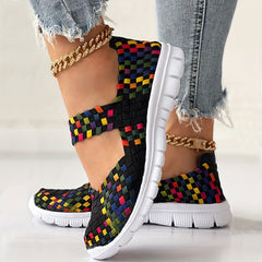 Women's Colorful Braided Flat Shoes Slip On Walking Shoes