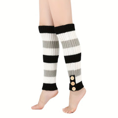Striped Knit Leg Warmers Colorblock Knee High Socks