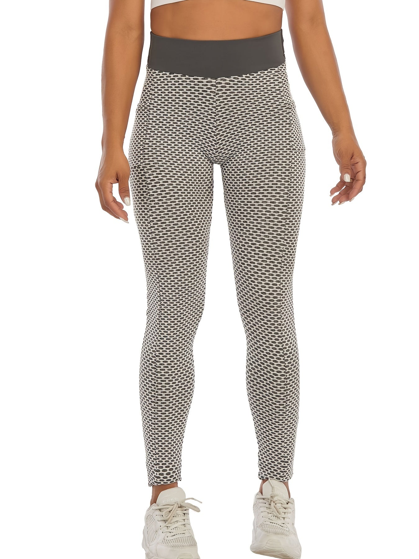High Waist Plaid Print Leggings Casual Denim Leggings