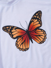 Girls Butterfly Graphic T shirt & Shorts Set for Summer Party