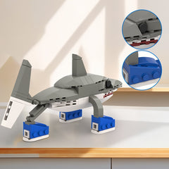 Funny Shark Model Building Blocks Toy Cartoon Birthday Gift Desktop Decoration