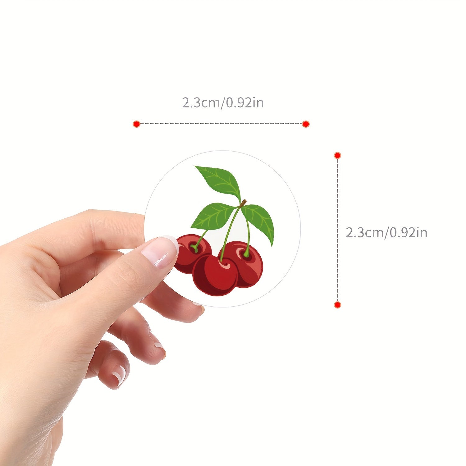 500 Cherry Stickers Roll Vinyl Waterproof Cherry Stickers Scrapbook Journaling
