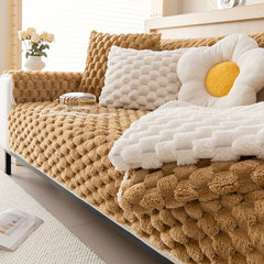 Plush Sofa Slipcover Non-slip Couch Cover Furniture Protector