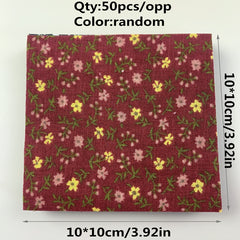 50pcs Dark DIY Printed Cotton Fabric Random 50