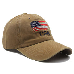 Washed Vintage American Flag Baseball Cap Men's Hat