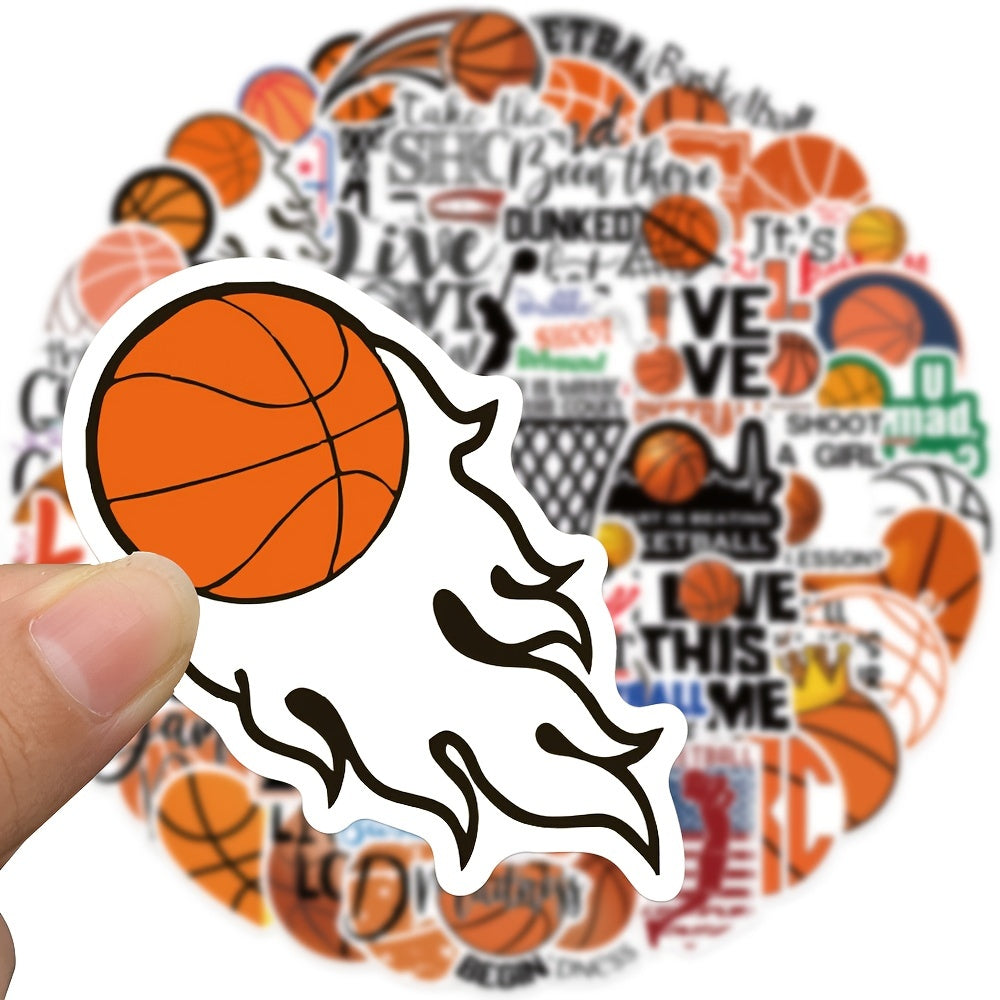 50pcs Basketball Sports Waterproof Stickers for Water Bottles Helmets Scooters