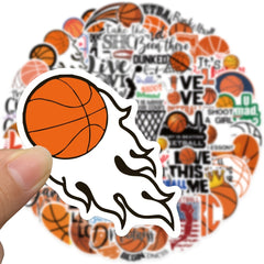 50pcs Basketball Sports Waterproof Stickers for Water Bottles Helmets Scooters