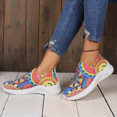 Women's Smile Print Sock Shoes Colorful Slip On Low Top Casual Shoes
