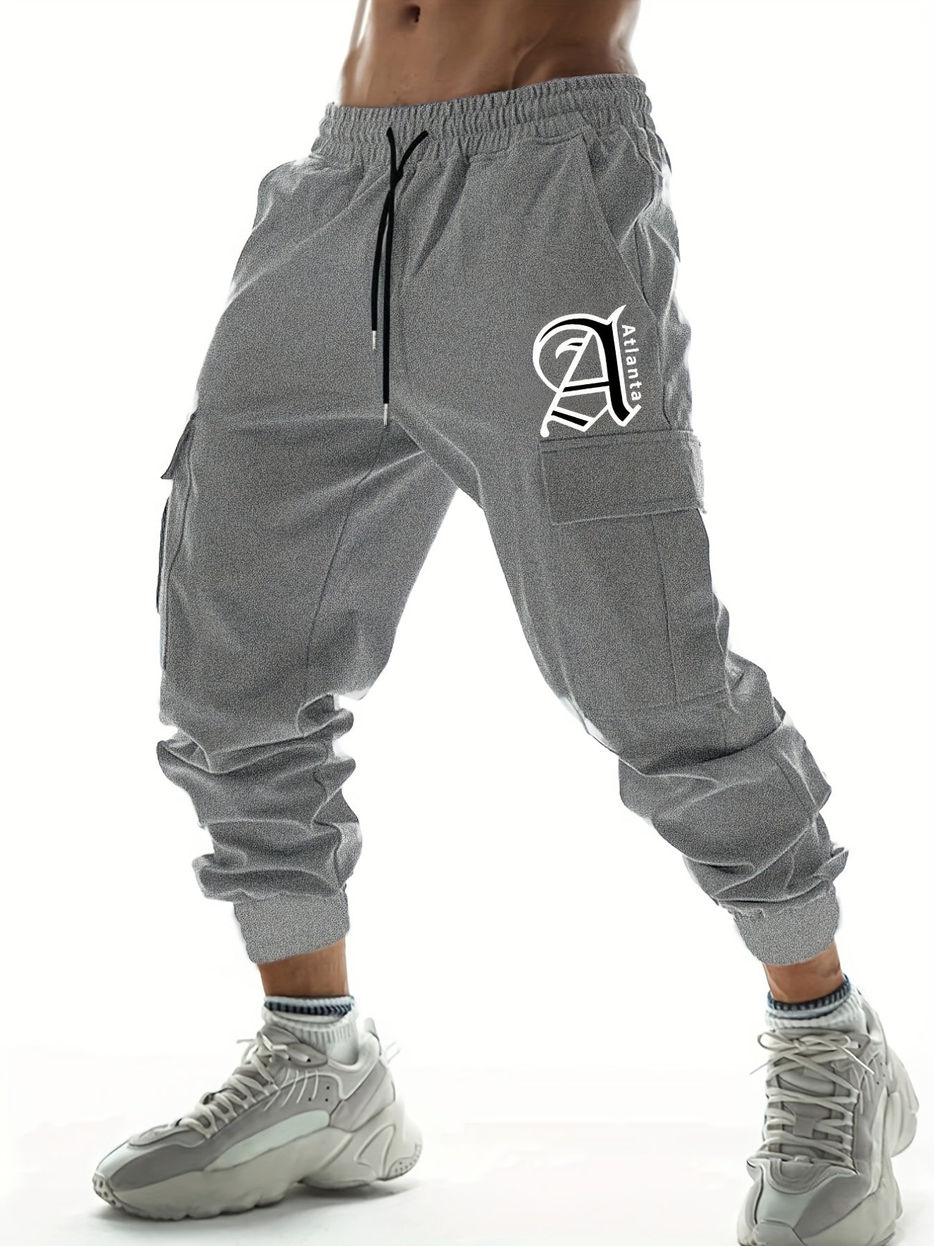 Men's Drawstring Cargo Pants Casual Jogger Pants