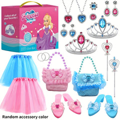 Princess Dress Up Toy & Jewelry Set w/ Shoes, Crowns, Skirts, Earrings, Necklace