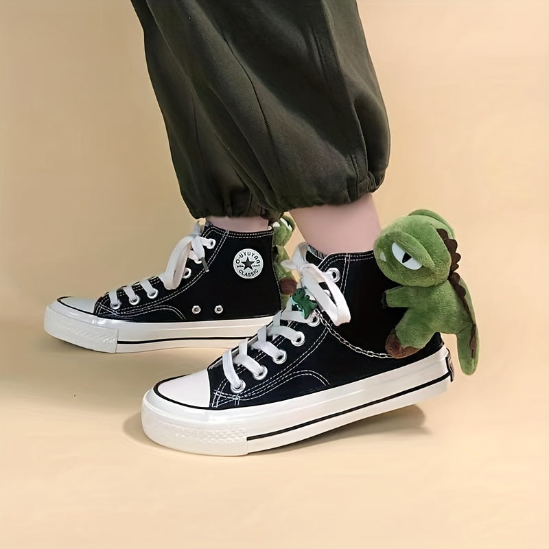 Cartoon Dinosaur High Top Canvas Shoes for Women