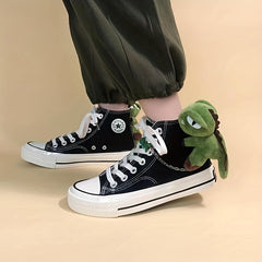 Cartoon Dinosaur High Top Canvas Shoes for Women