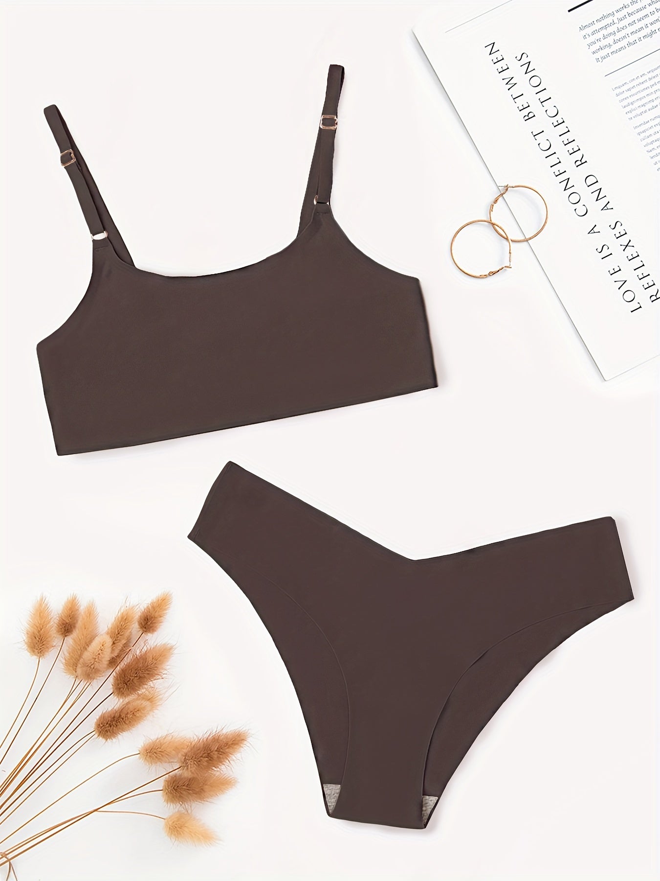 Solid Full Coverage Bra & Seamless Panties Set
