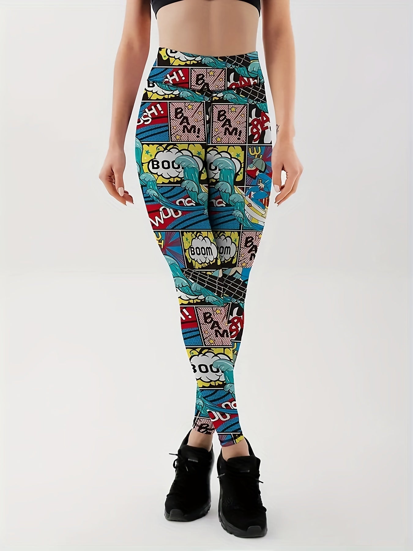 Graphic Print High Rise Fitness Leggings