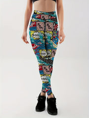 Graphic Print High Rise Fitness Leggings
