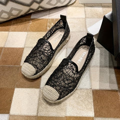Women's Sequins Decor Espadrille Walking Shoes Mesh Flat Casual Sneakers