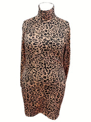 Plus Size Leopard Print Bodycon Midi Dress