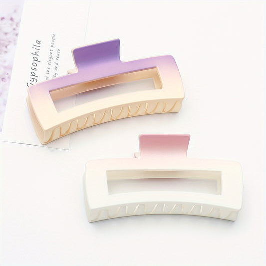 2pcs Gradient Candy Hair Claw Rectangle Shaped Hair Claw Clip Nonslip