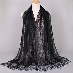 Tassel Lace Shawl Embroidered Scarf Travel Beach Towel