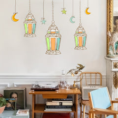 Ramadan Cartoon Chandelier Stars Moon Decoration PVC Sticker