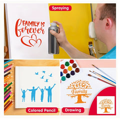 8pcs 6in Family Portrait Painting Templates DIY Plastic Molds Reusable