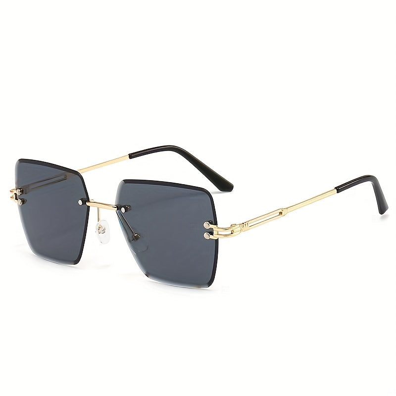 Rimless Square Sunglasses UV400 Sun Shades for Women Men