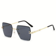 Rimless Square Sunglasses UV400 Sun Shades for Women Men
