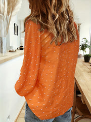 Colorblock Print Button Up Long Sleeve Blouse