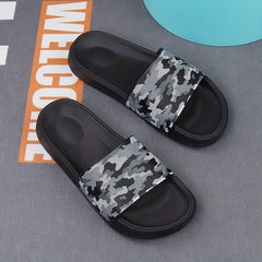 Men's Camo Lightweight Non-Slip Open-Toe Slides for Bathroom Beach