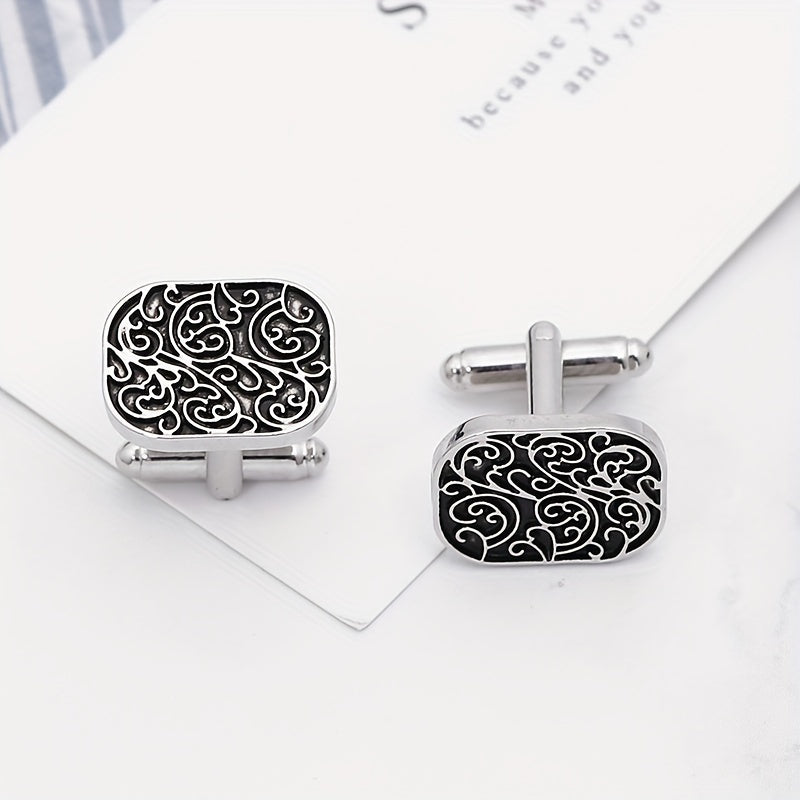 Creative Floral Striped Cufflinks for Men