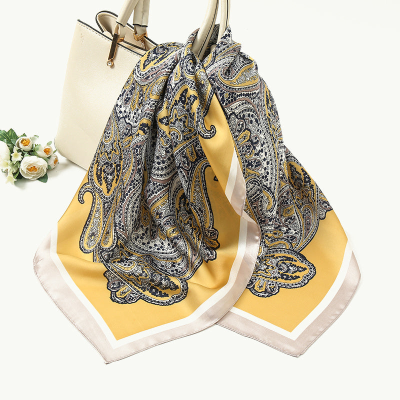 Satin Paisley Square Scarves Silky Head Neck Scarf Neckerchief Bandanas