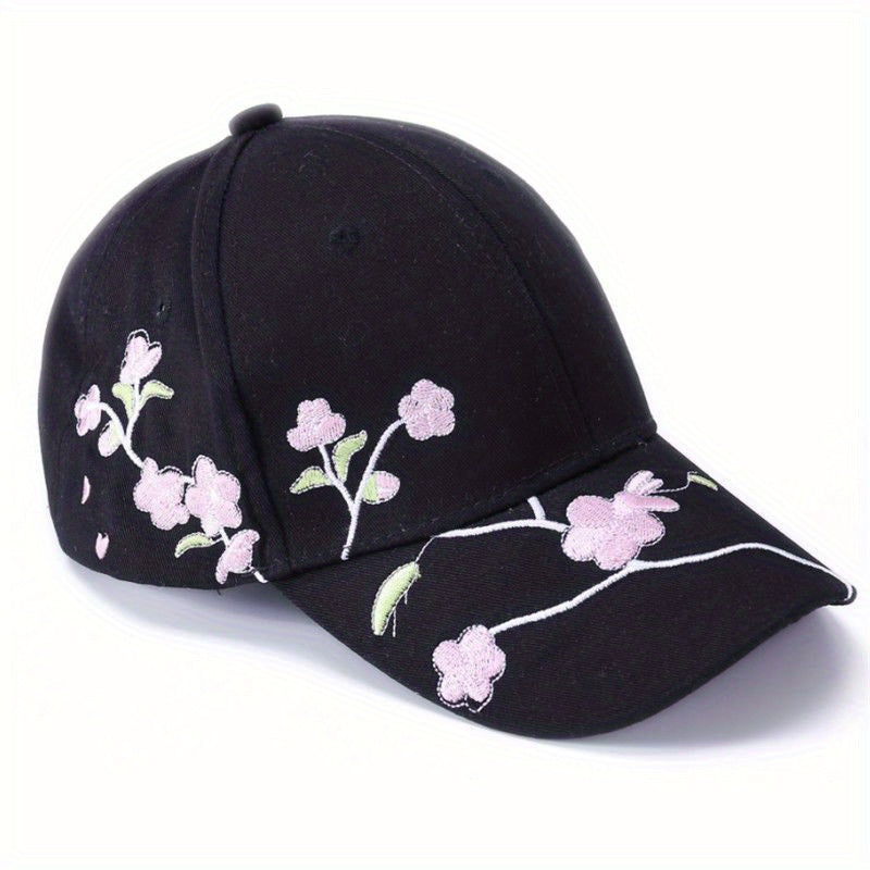 Peach Blossom Baseball Hat Embroidered Flower Cap