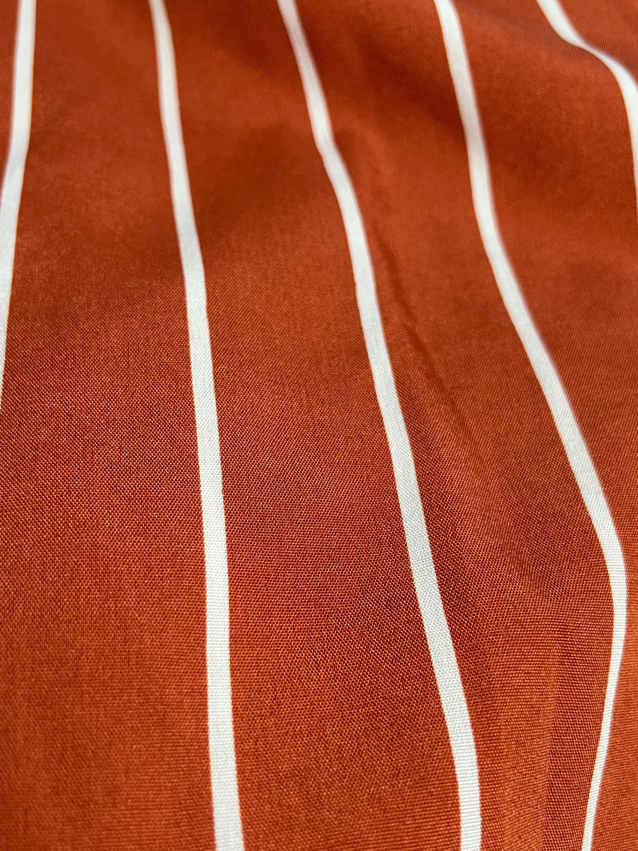 Stripe Print Long Sleeve Polo Neck Blouse
