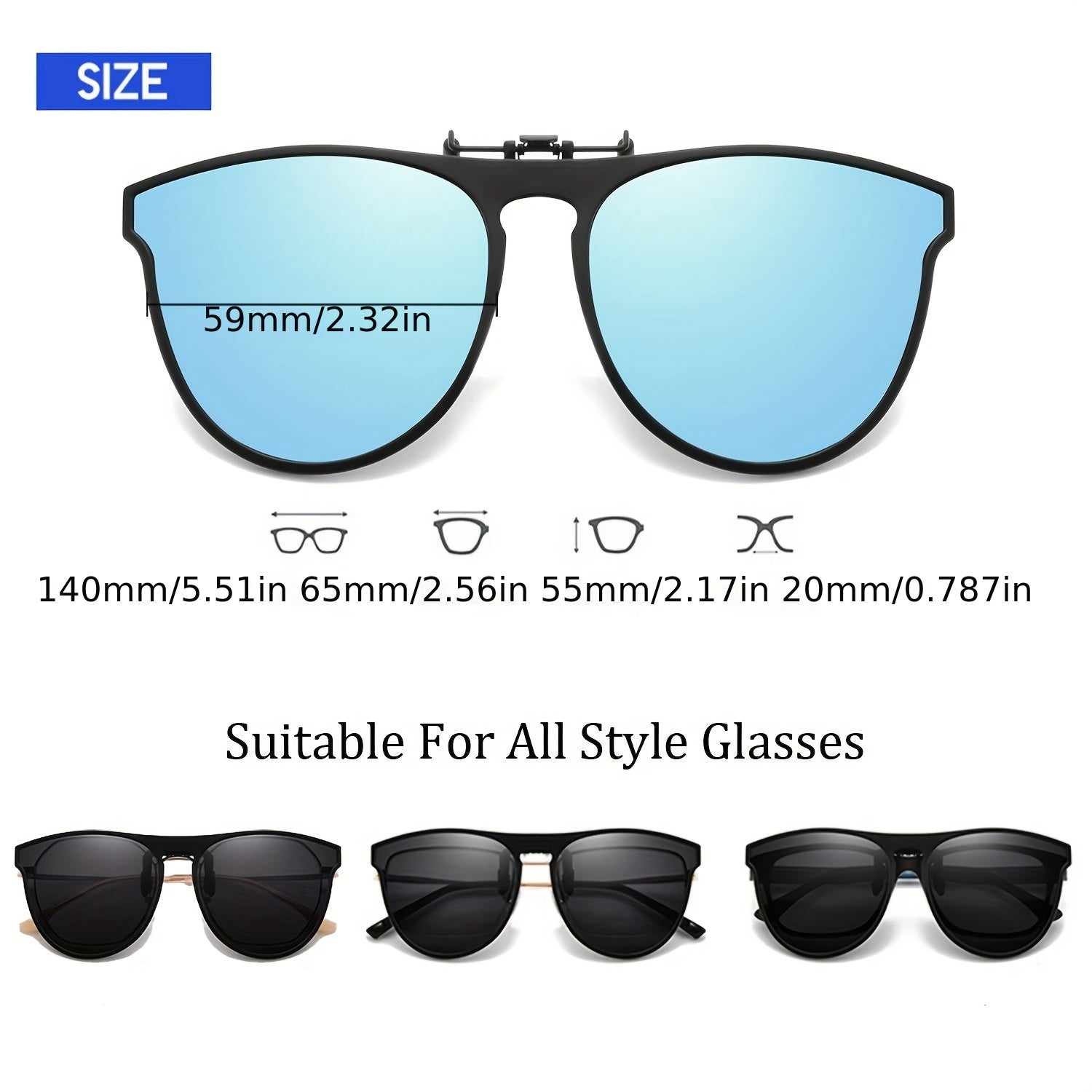 Polarized Clip on Sunglasses TR90 Frame Flip Up Sun Protection Men
