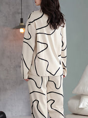 Geometric Pattern Pajama Set Long Sleeve Top & Pants