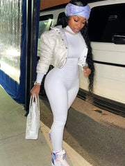 Skinny Turtle Neck Jumpsuit Long Sleeve Stretchy Jumpsuit for Women