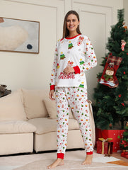 Christmas Pattern Pajama Set Long Sleeve Top & Pants Women's Sleepwear