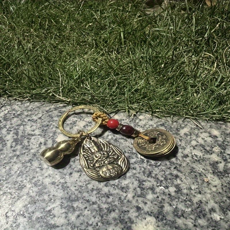 Buddha Brass Key Chain Gourd Fengshui Coin Pendant Keychain
